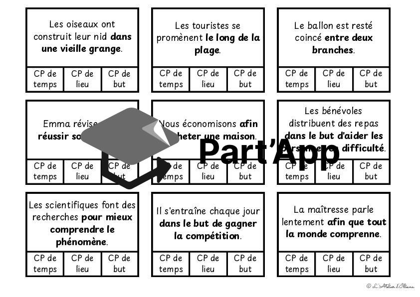 Cartes à pinces : Valeurs du complément de phrases (temps, lieu et but) - bords rectangulaires_7