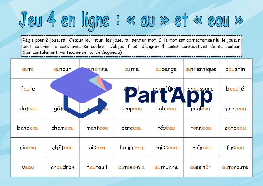 Jeu 4 en ligne le son o avec au/eau (temps 4)_3