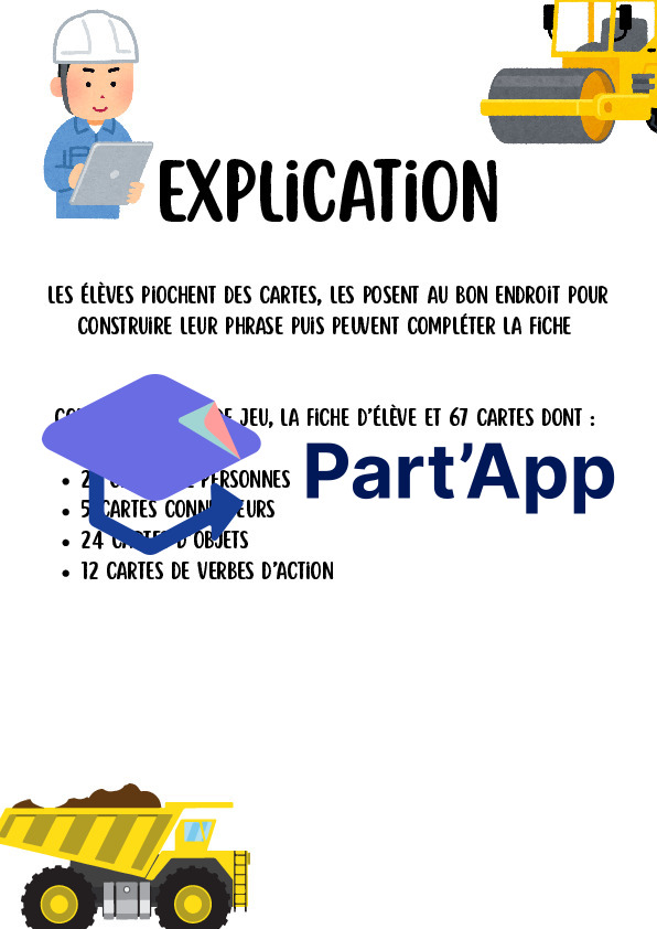 Jeu de construction de phrases complexes à imprimer – Qui, Action (Verbe), Quoi, Connecteurs – 67 cartes variées_3