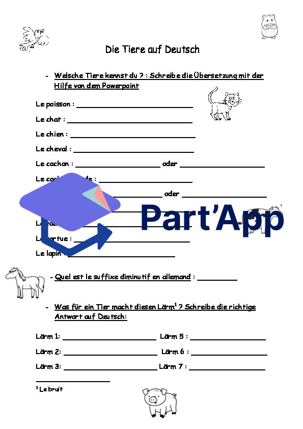 Apprendre sur les animaux et leur bruits en allemand_7