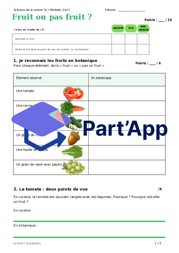 Evaluation le fruit- Modules 0-1_2