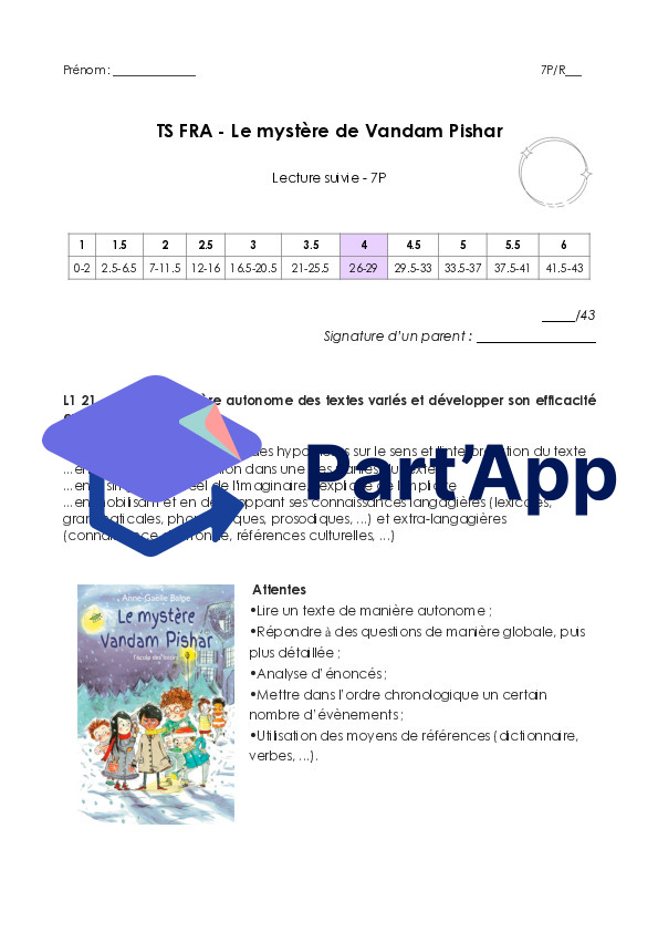 Test Compréhension de l'écrit - Le mystère de Vandam Pishar_2