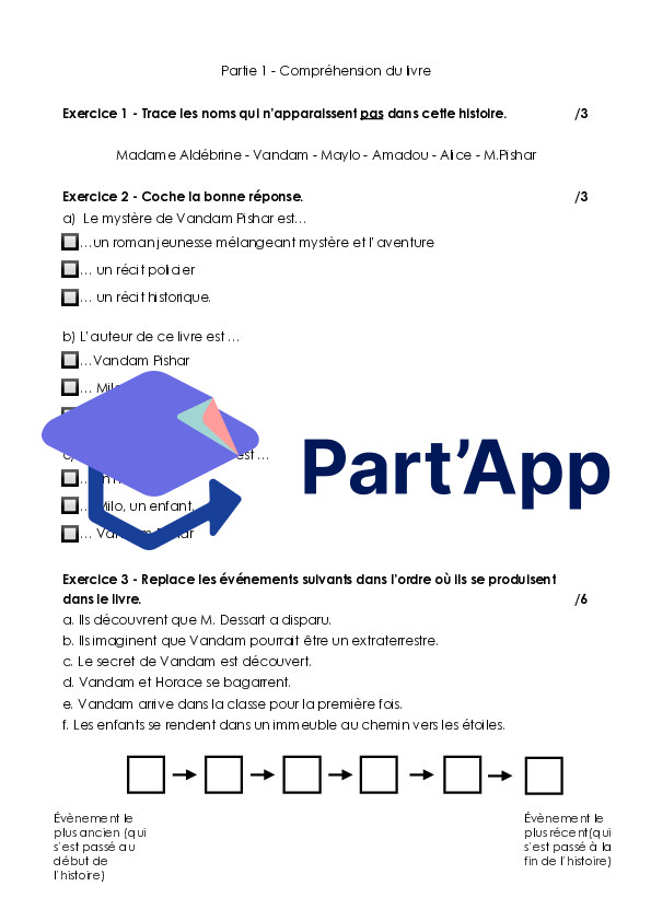 Test Compréhension de l'écrit - Le mystère de Vandam Pishar_3
