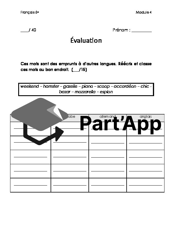 Evaluation de français 6e année Module 4 conj + voc_2
