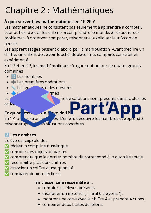 Guide d'enseignement 1P-2P en lien avec le PER_10