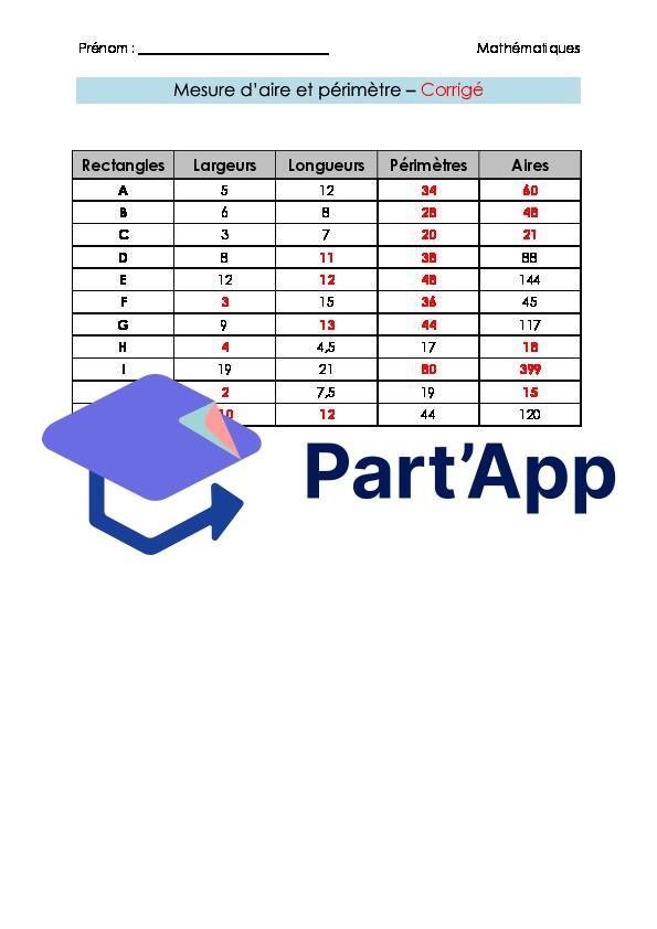 Maths 7H-8H - Mesure d'aire et périmètre, tableau (fiche d'exercices + corrigé)_3
