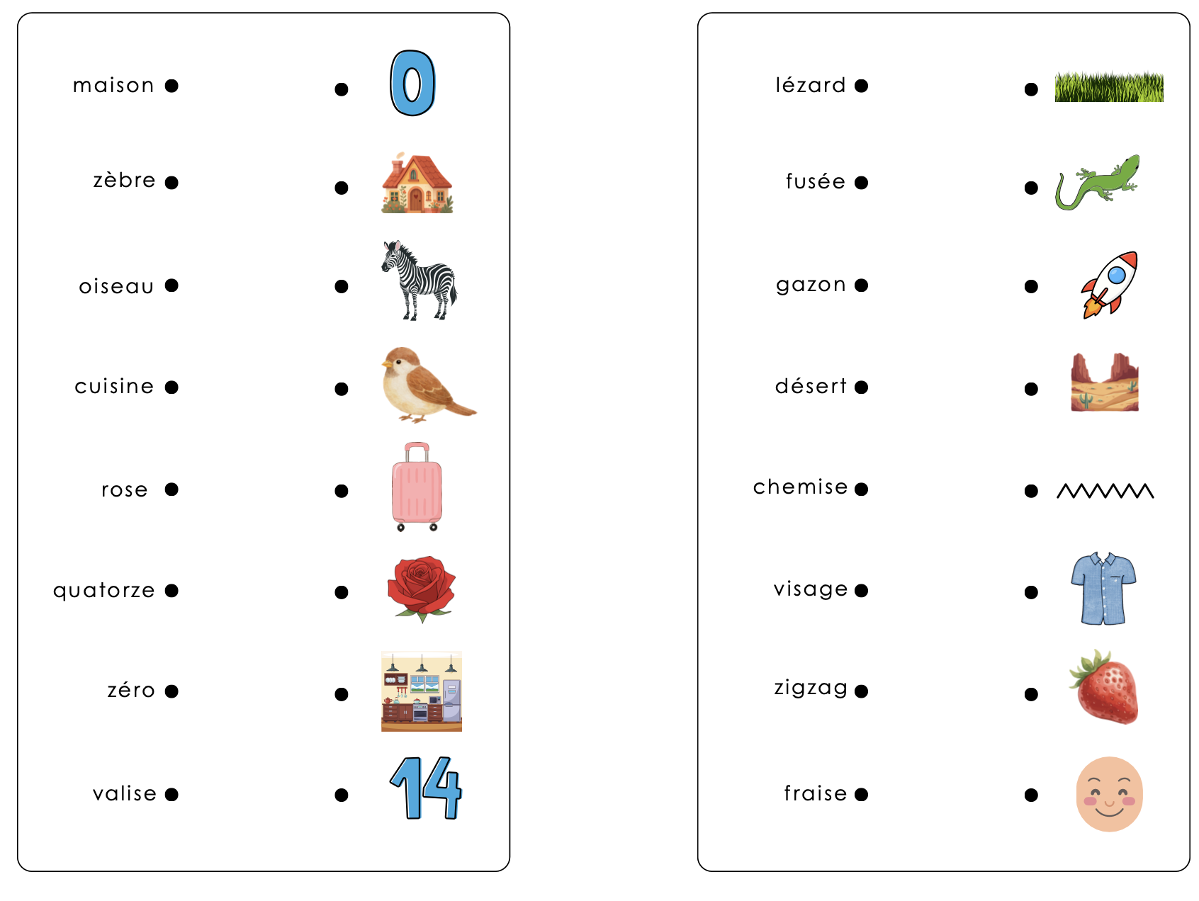 Cartes à relier son /z/ (s-z)_2