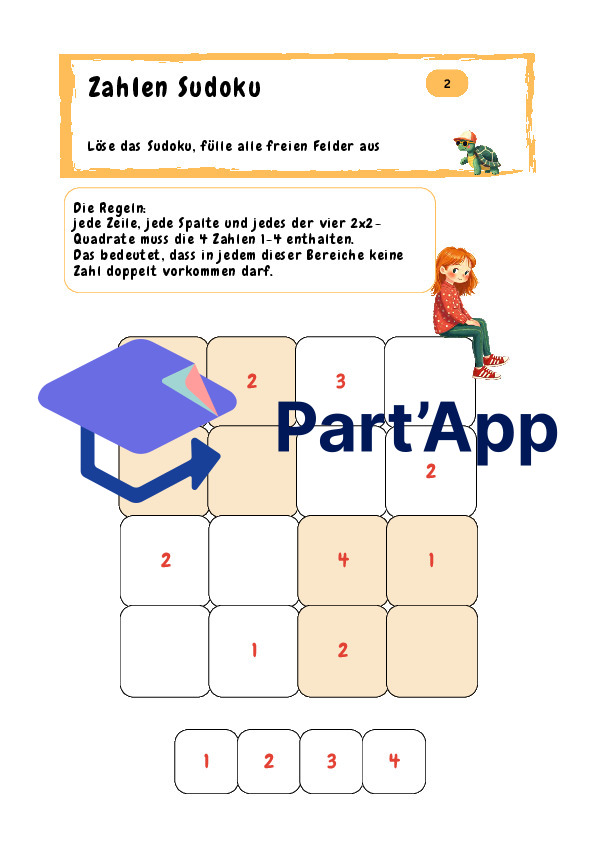 Sudoku Rätsel für Kinder mit süßen Motiven oder Zahlen_4