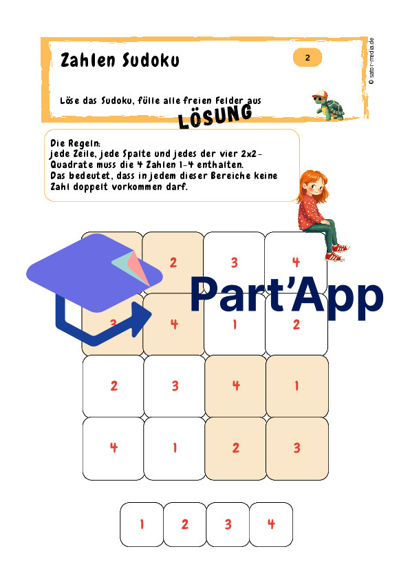 Sudoku Rätsel für Kinder mit süßen Motiven oder Zahlen_5