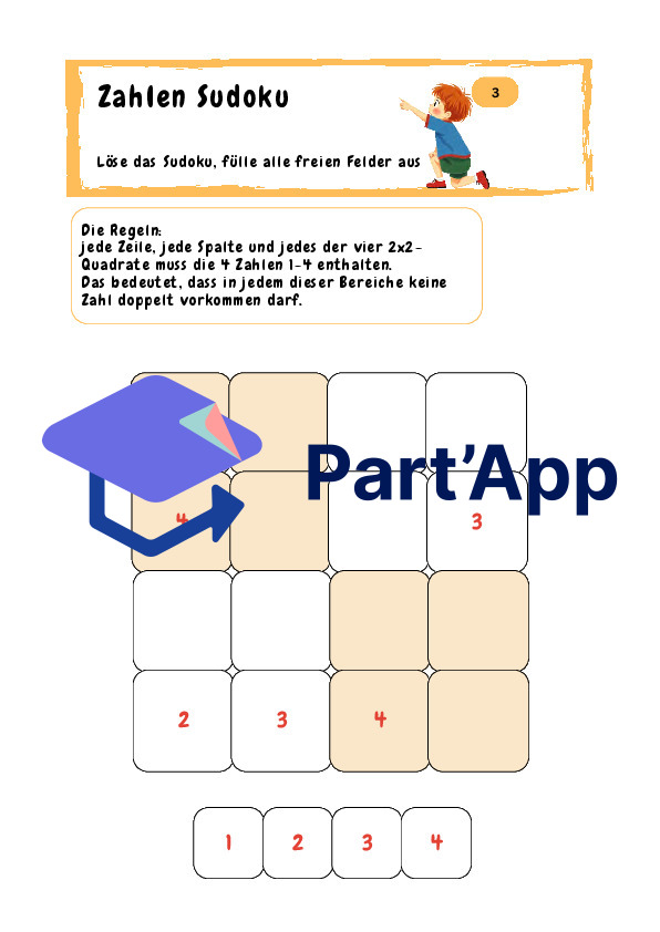 Sudoku Rätsel für Kinder mit süßen Motiven oder Zahlen_6