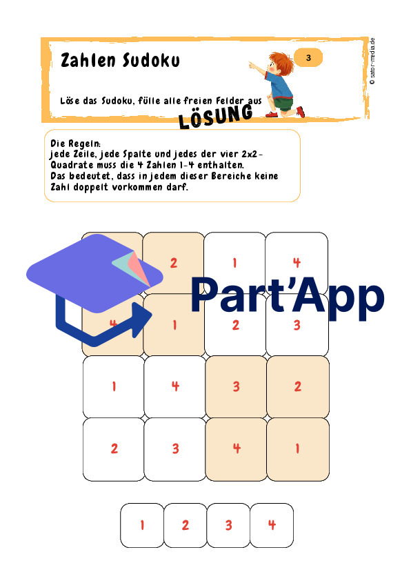 Sudoku Rätsel für Kinder mit süßen Motiven oder Zahlen_7