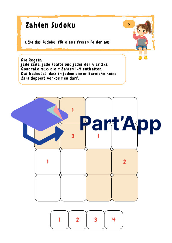 Sudoku Rätsel für Kinder mit süßen Motiven oder Zahlen_10