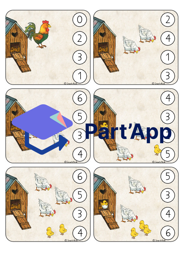Poulet Cartes à compter Cartes à numéroter Cartes à agrafer_25