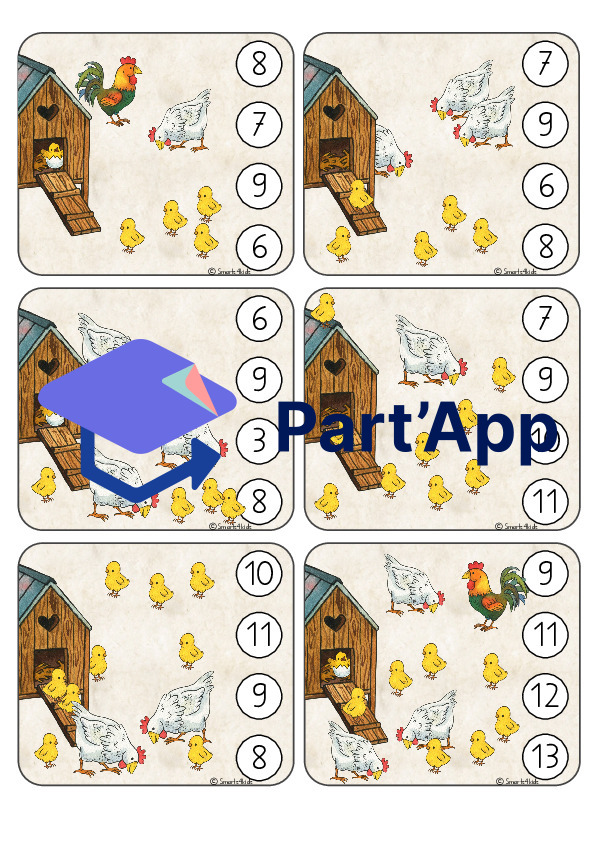 Poulet Cartes à compter Cartes à numéroter Cartes à agrafer_27