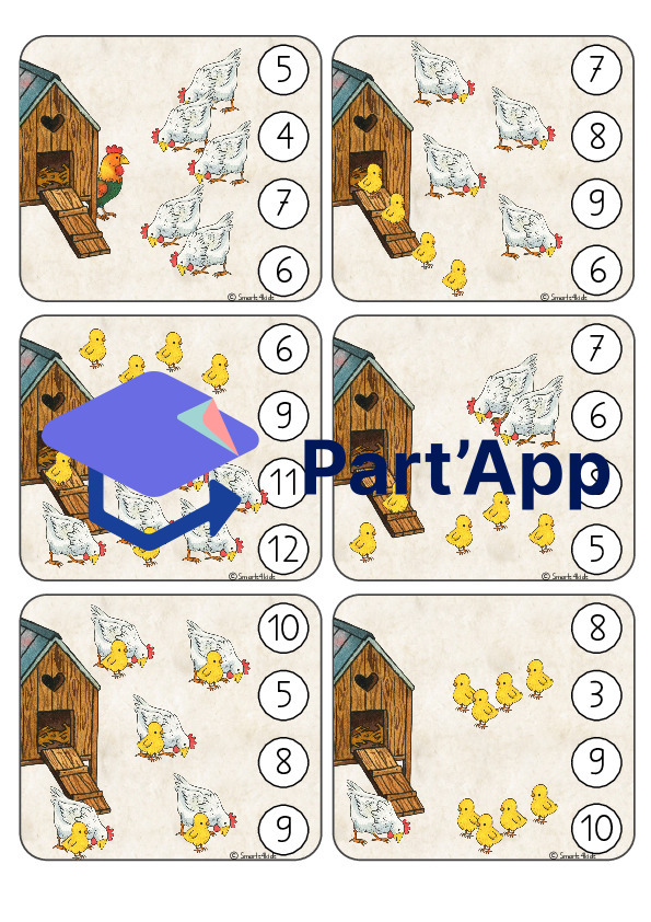 Poulet Cartes à compter Cartes à numéroter Cartes à agrafer_29