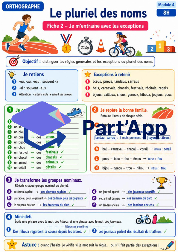 Orthographe 7H – Module 4 : le pluriel des noms_7