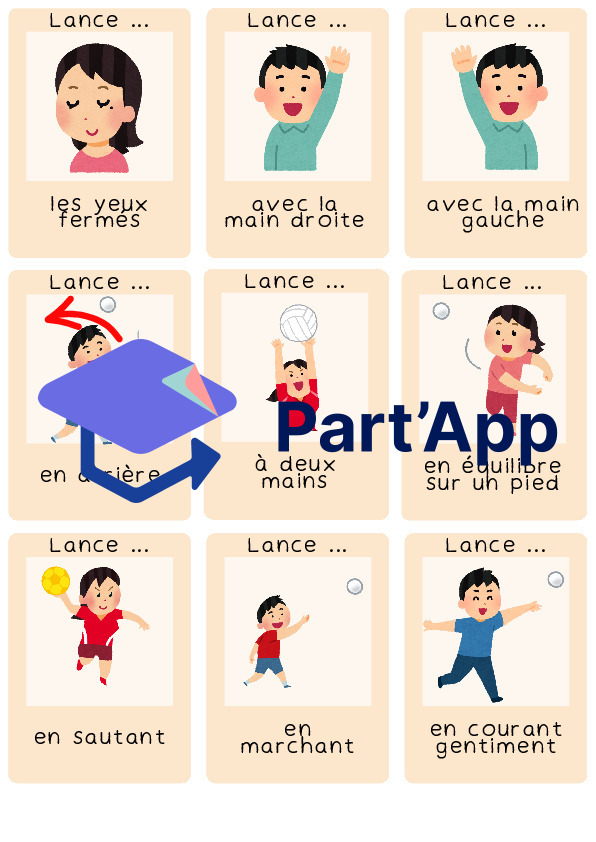 Cartes de défis ÉPS – Types de lancers et d'attrapés (Cycle 1 & Cycle 2 / 1H à 8H)_2
