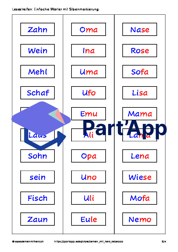 Bande de lecture Mots simples (lecture éclair)_3