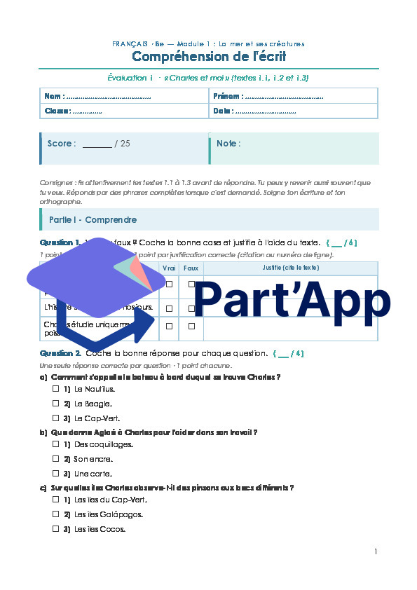 Compréhension de l'écrit - Module 1 -EVALUATIONS_2