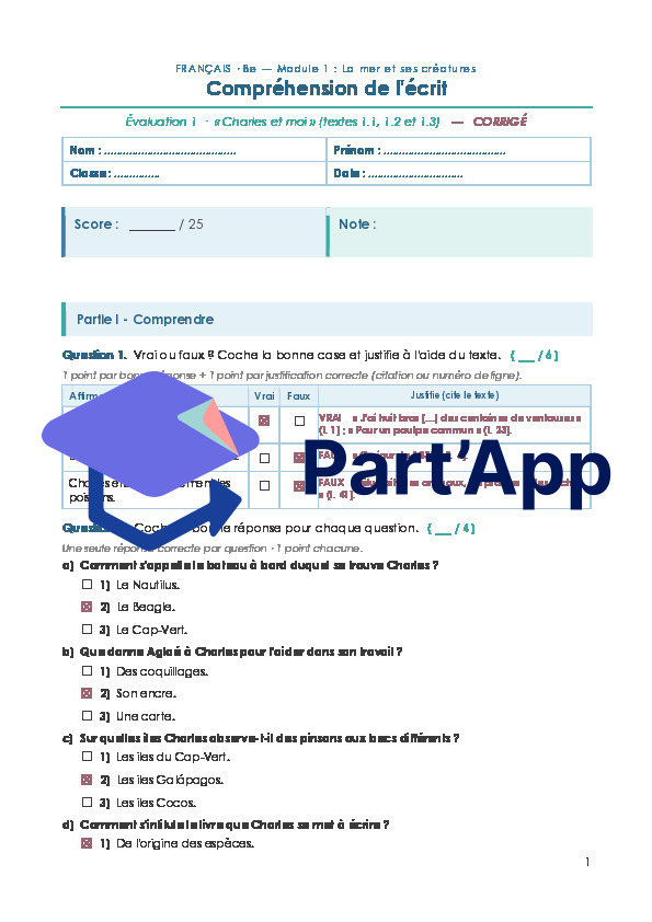 Compréhension de l'écrit - Module 1 -EVALUATIONS_8