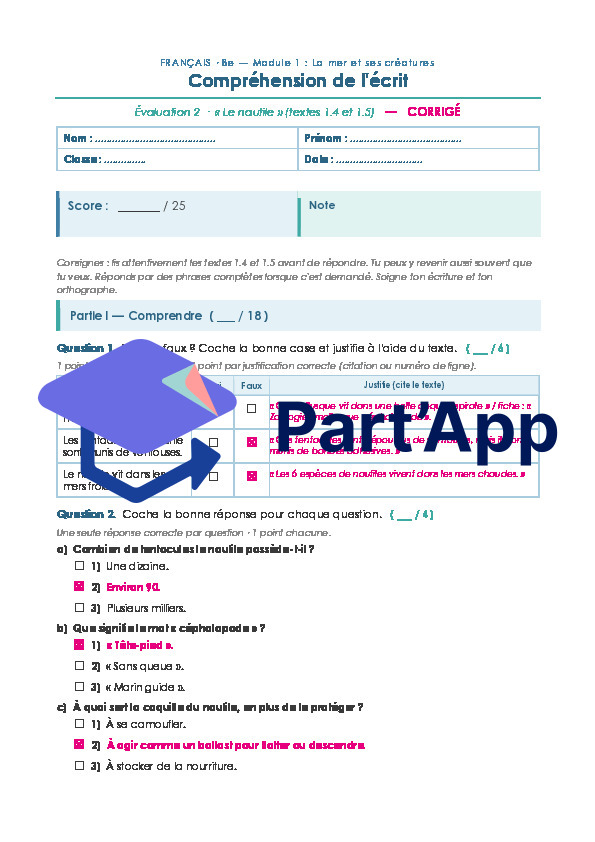 Compréhension de l'écrit - Module 1 -EVALUATIONS_11