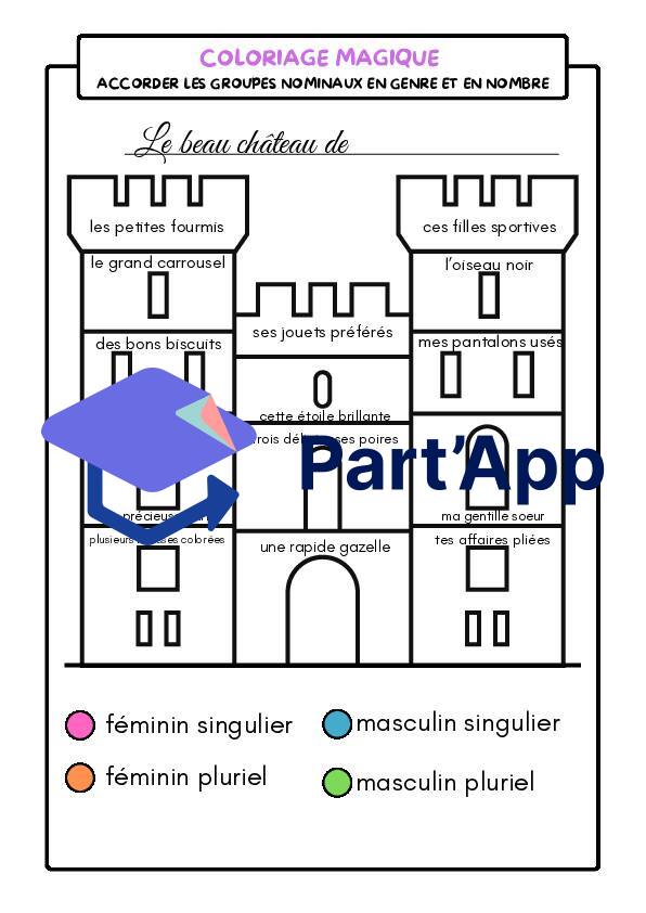 Coloriage magique - le genre et le nombre d'un groupe nominal_2
