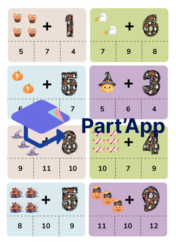 Cartes à pinces : additions 1-12_20
