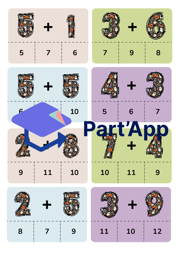 Cartes à pinces : additions 1-12_21