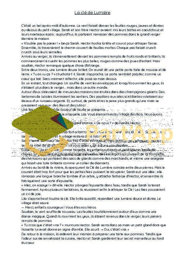 4P 5P - français - dossier - compréhension orale - La Clé de Lumière_6