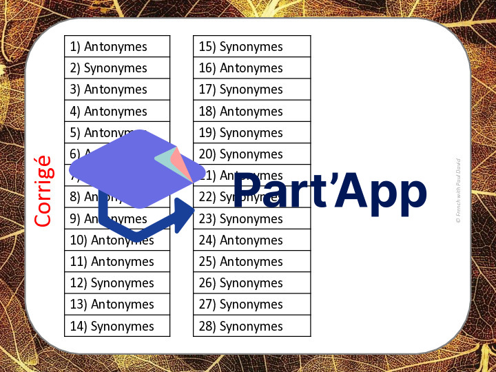 Antonymes ou synonymes ? 28 CÀT_20