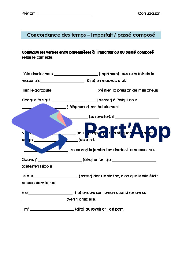 Français 7H-8H - Concordance imparfait / passé composé (fiche d'exercices + corrigé)_2