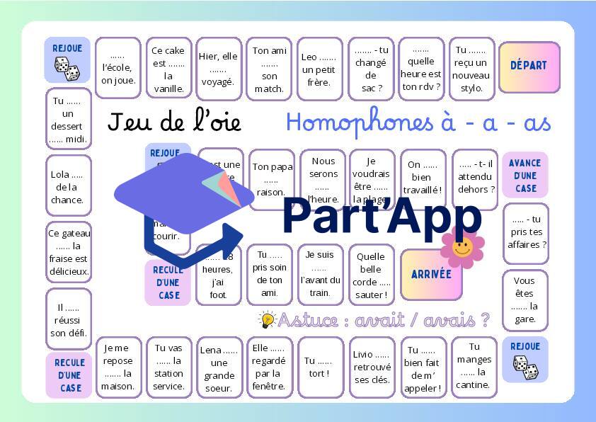 Jeu de l'oie : homophones a-as-à_2