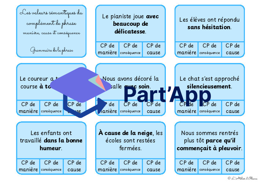 Cartes à pinces : Valeurs du complément de phrases (manière, cause et conséquence) - bords arrondis_4