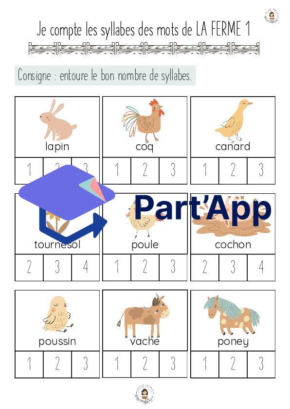 LA FERME 3 fiches "je compte les syllabes"_2