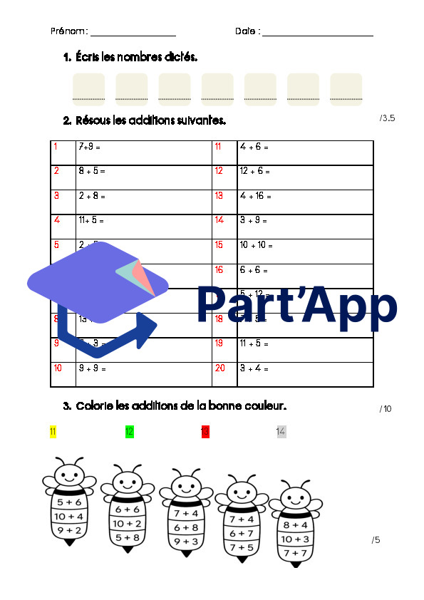 évaluation de mathématiques : additions et soustractions 0-20_3