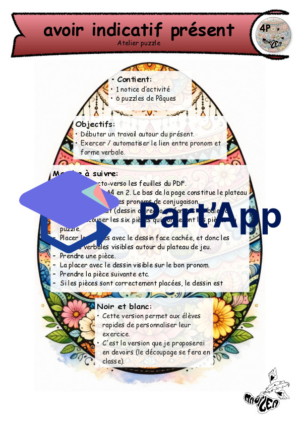4P Puzzle de conjugaison avoir présent_2