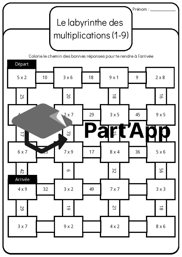 Le Labyrinthe des Multiplications (1 à 9) – Fiche d'entraînement ludique + Corrigé (5H-7H)_2