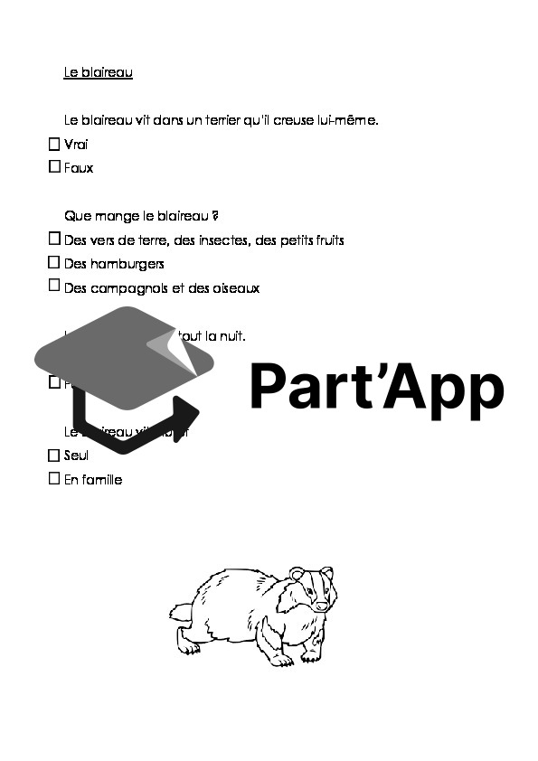 Quiz sur le renard, le blaireau, l'hermine_3