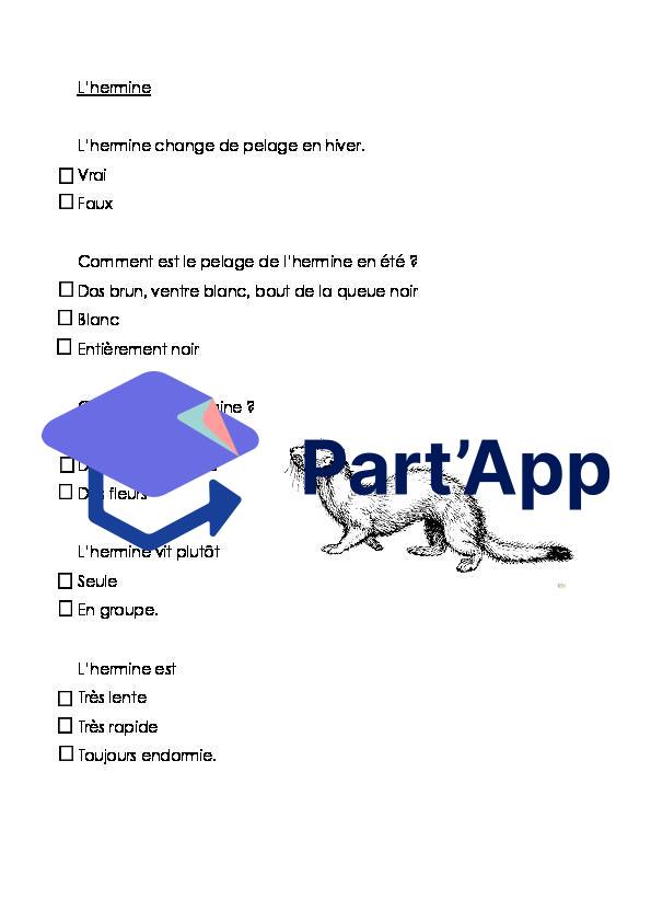 Quiz sur le renard, le blaireau, l'hermine_4
