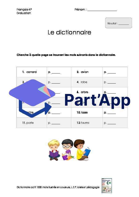 évaluation emploi du dictionnaire, 4P_2