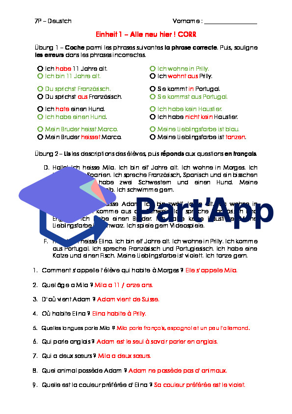 7P ALL - Lot de fiches Einheit 1_10