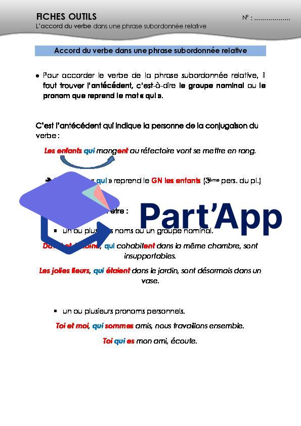Français 7H-8H - L'accord du verbe dans une phrase subordonnée relative (théorie)_7