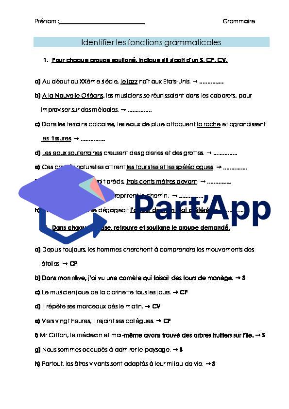 Français 7H-8H - Fonctions grammaticales (fiche d'exercices 1)_2