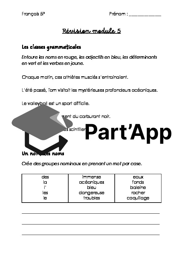 Part'App | Révision module 5 / 5P