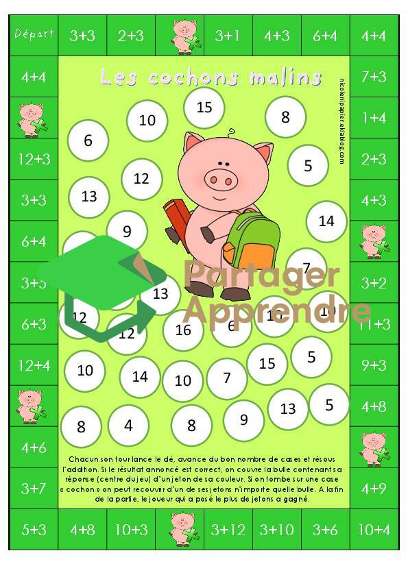 les cochons malins additionner +3 et +4 jusqu'à 20_2