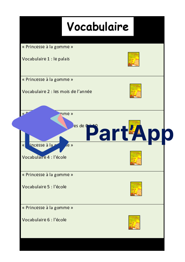 Vocabulaire « Princesse à la gomme »_2