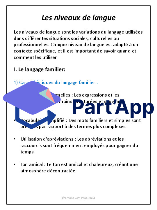 Les niveaux de langue - Explications et exercices_2