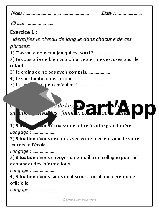 Les niveaux de langue - Explications et exercices_10