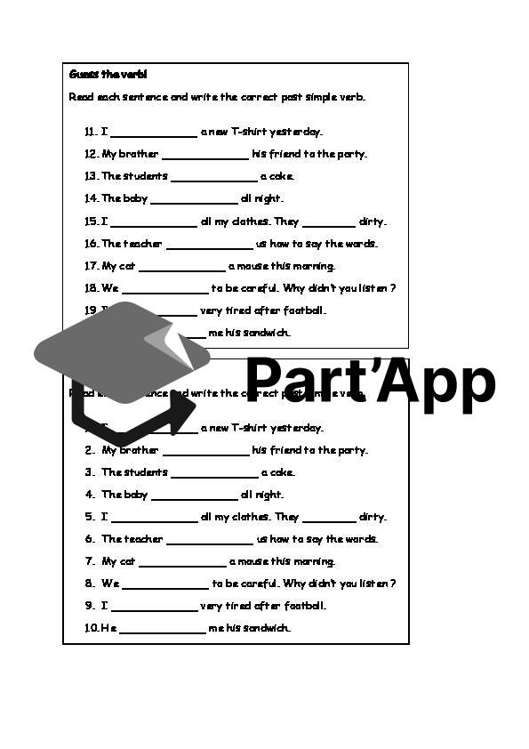 Guess the verb! Read each sentence and write the correct past simple verb._2