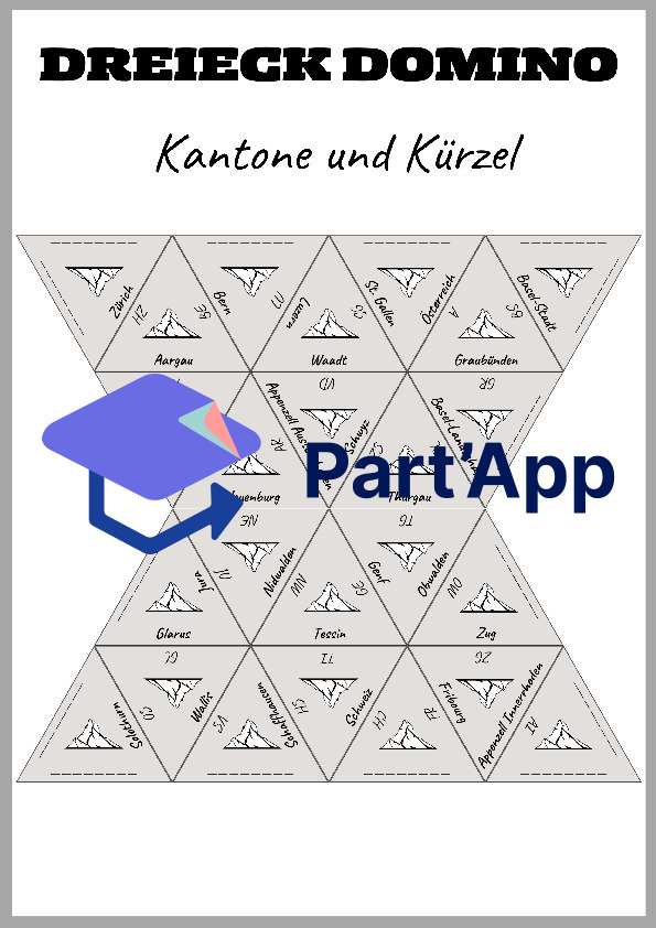 Kantone der Schweiz - Dreieck Domino - 3 Spiele_4